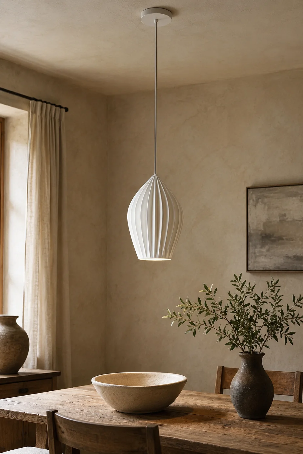 Ceramic Ribbed Pendant light - Lumpaz