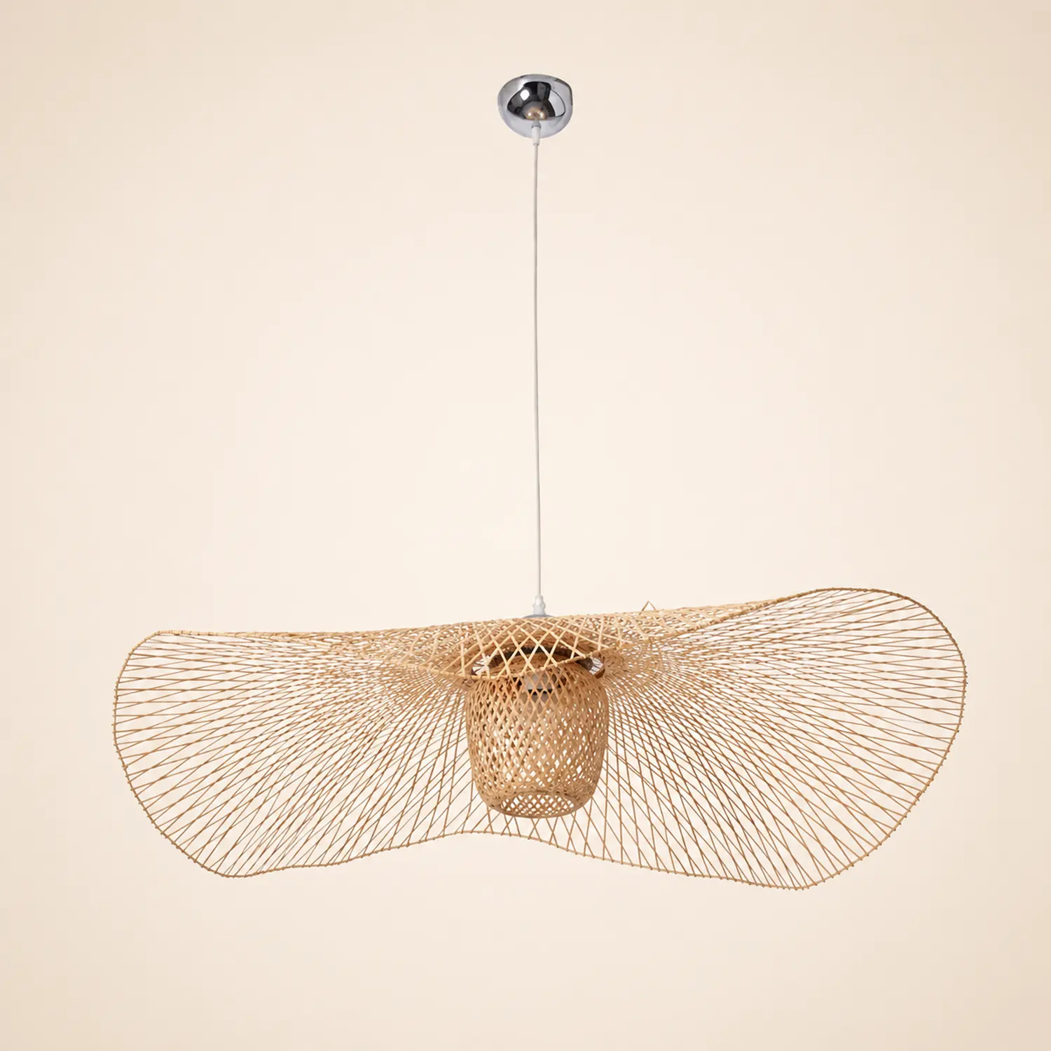 Muto Pendant Light Rattan/Metal, Gold, Kitchen Island - Lumpaz
