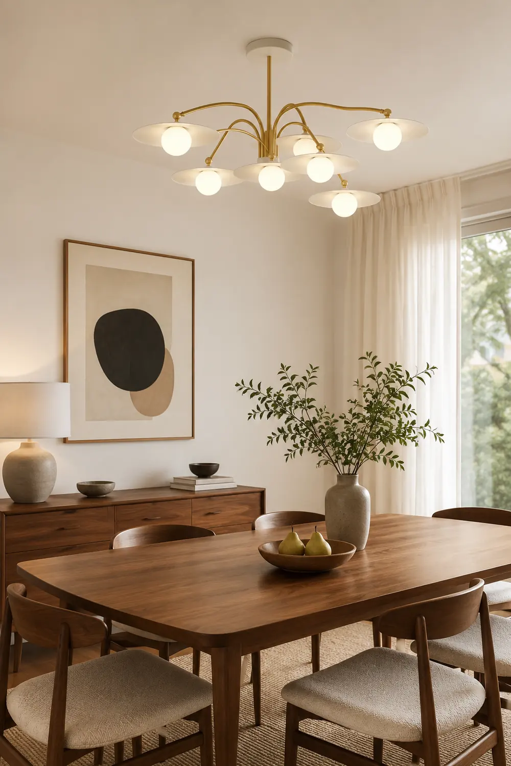 Cairns Minimalist Blown Metal Pendant Light, White/Gold - Lumpaz