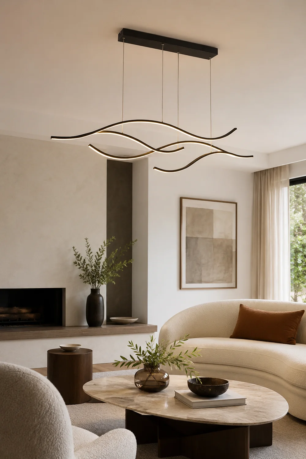 Pendant Light, Multi-Curved, Black/Gold, Metal - Lumpaz