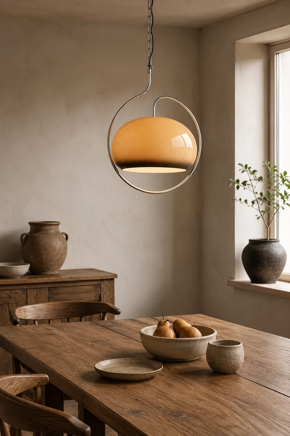 Hailie Retro Glass Pendant Light, Brown/White - Lumpaz
