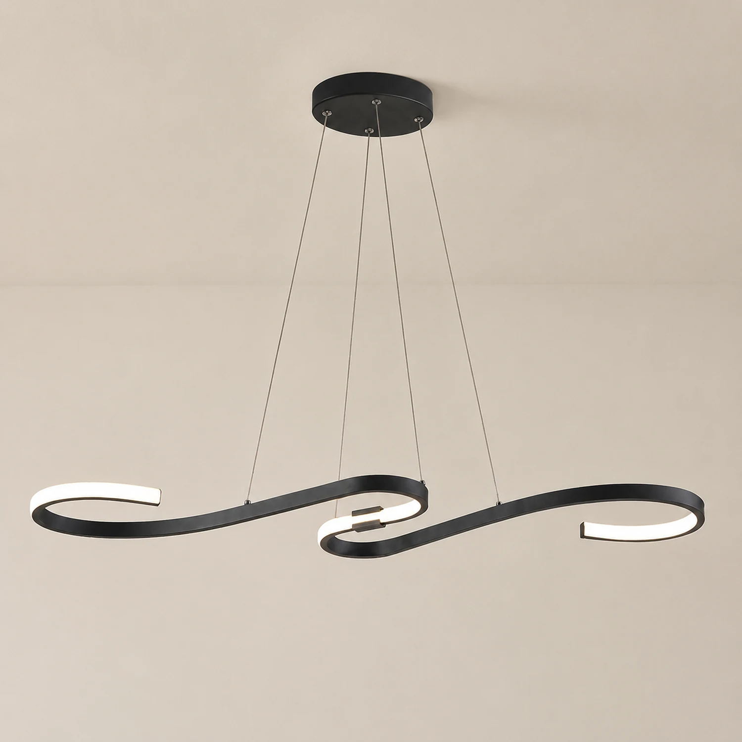 Post Modern Metal Linear Pendant Light, Black/White - Lumpaz
