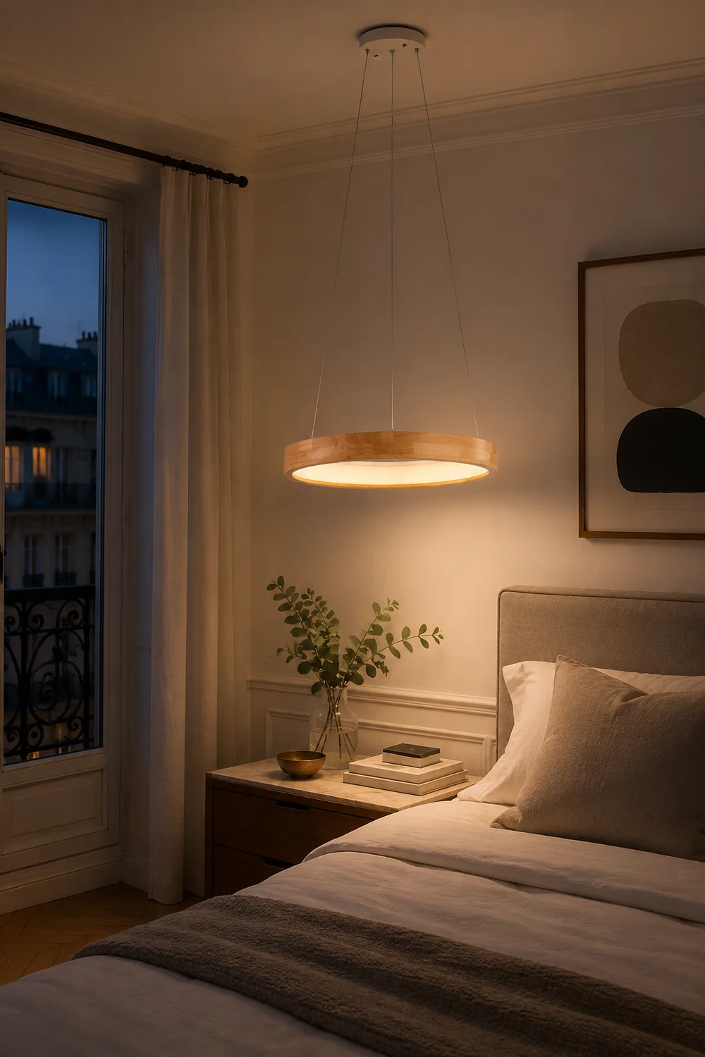 Ozawa Modern Ring Wood Pendant Light - Lumpaz