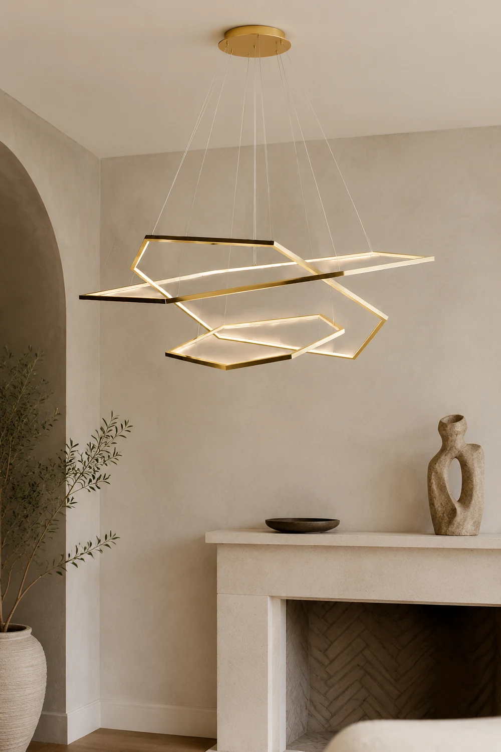Edge Minimalist Geomatic Metal Pendant Light, Gold, DIY - Lumpaz