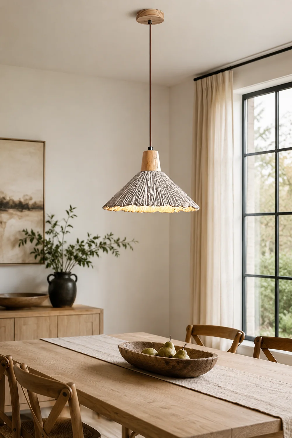 Concrete Pleated Pendant Lamp - Lumpaz