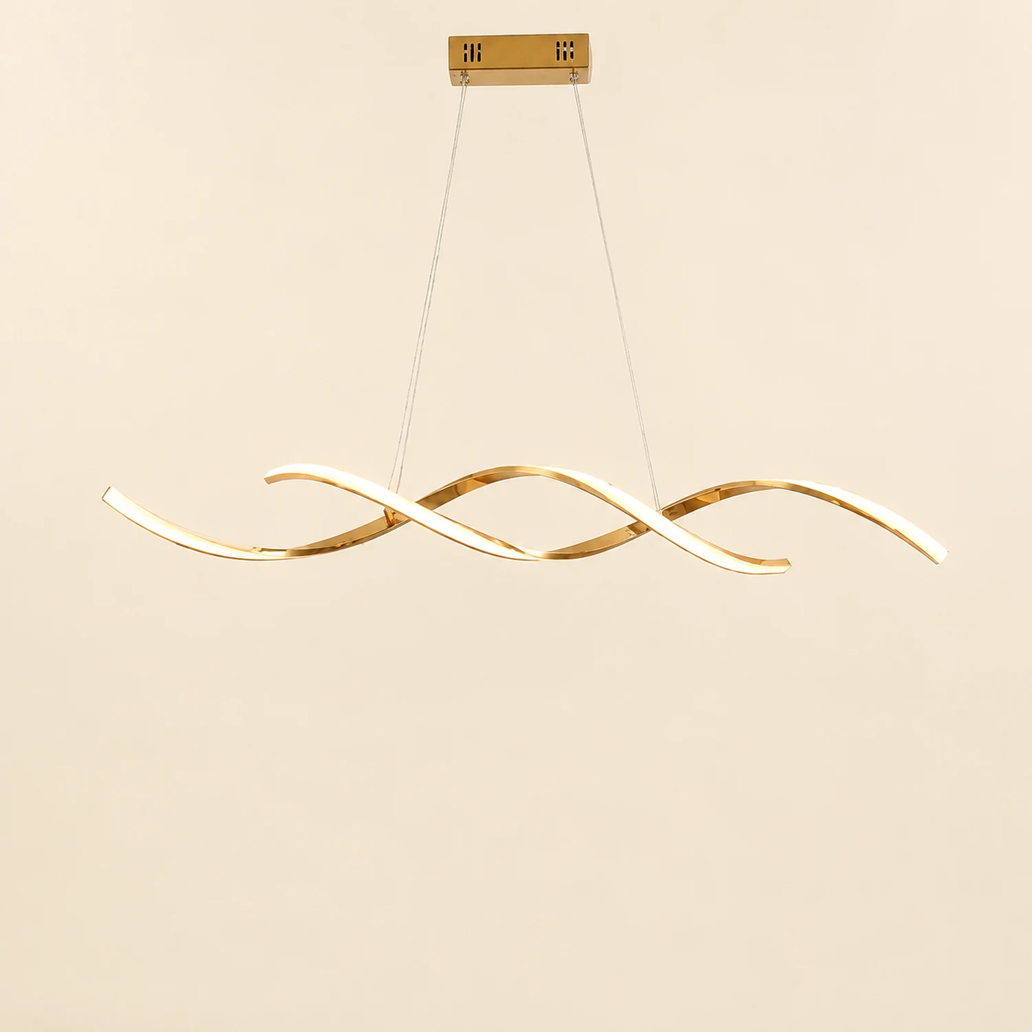 Modern Wavy Metal/Acrylic Pendant Light, Chrome/Gold - Lumpaz