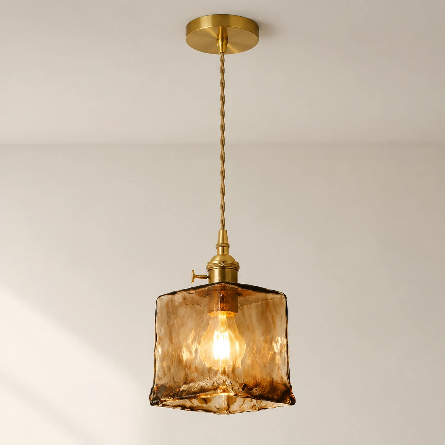 Vintage Brown Glass Pendant Light - Lumpaz