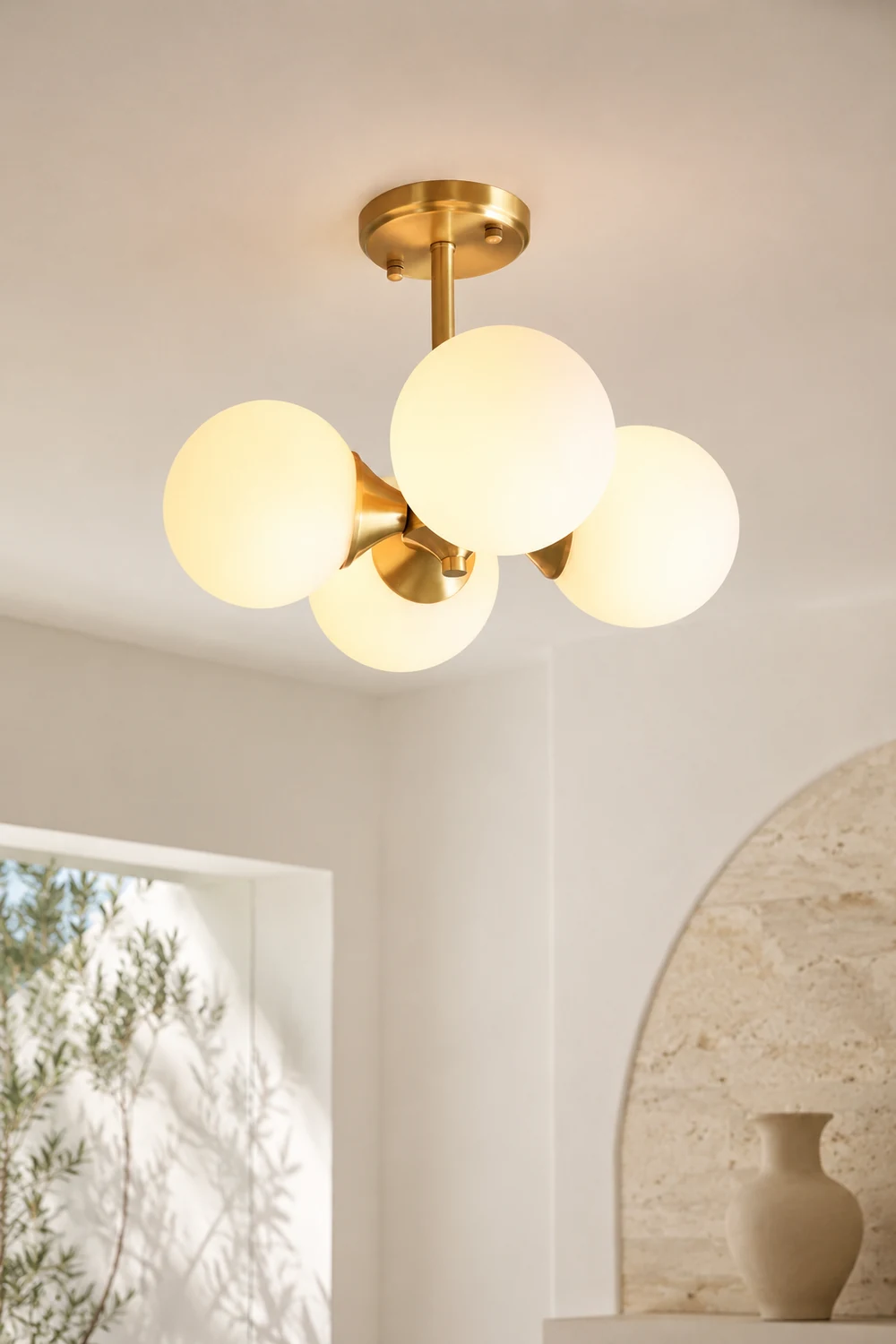 Valentina Vintage Globe Glass Art Deco Pendant Light, Bedroom - Lumpaz
