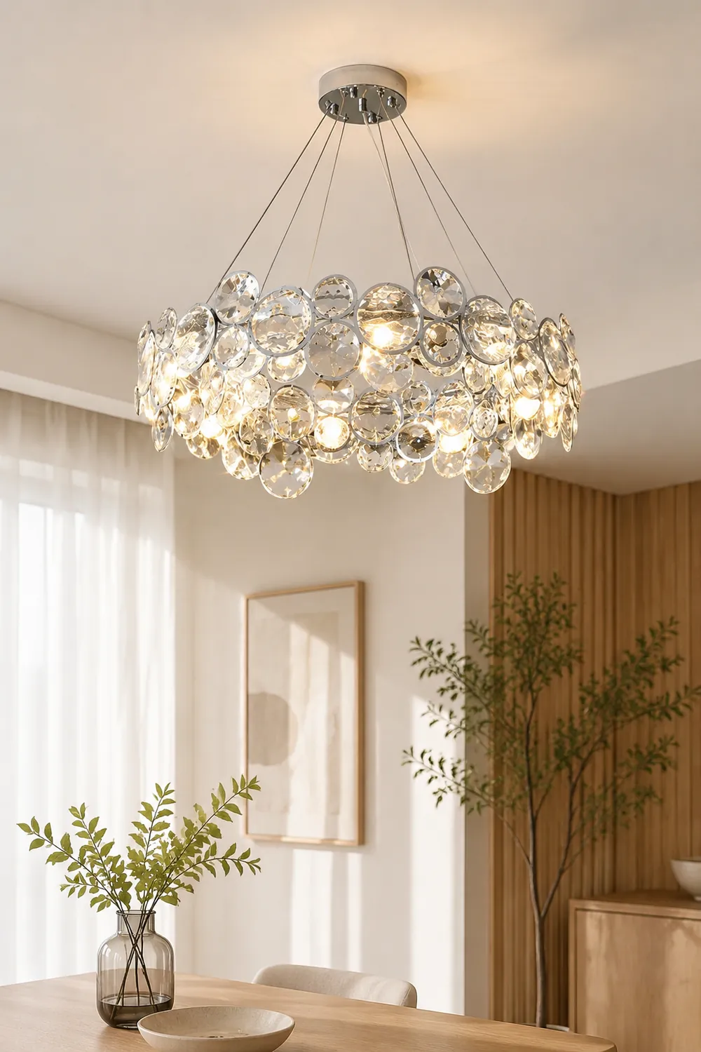 Chrome Round Crystal Chandelier - Lumpaz