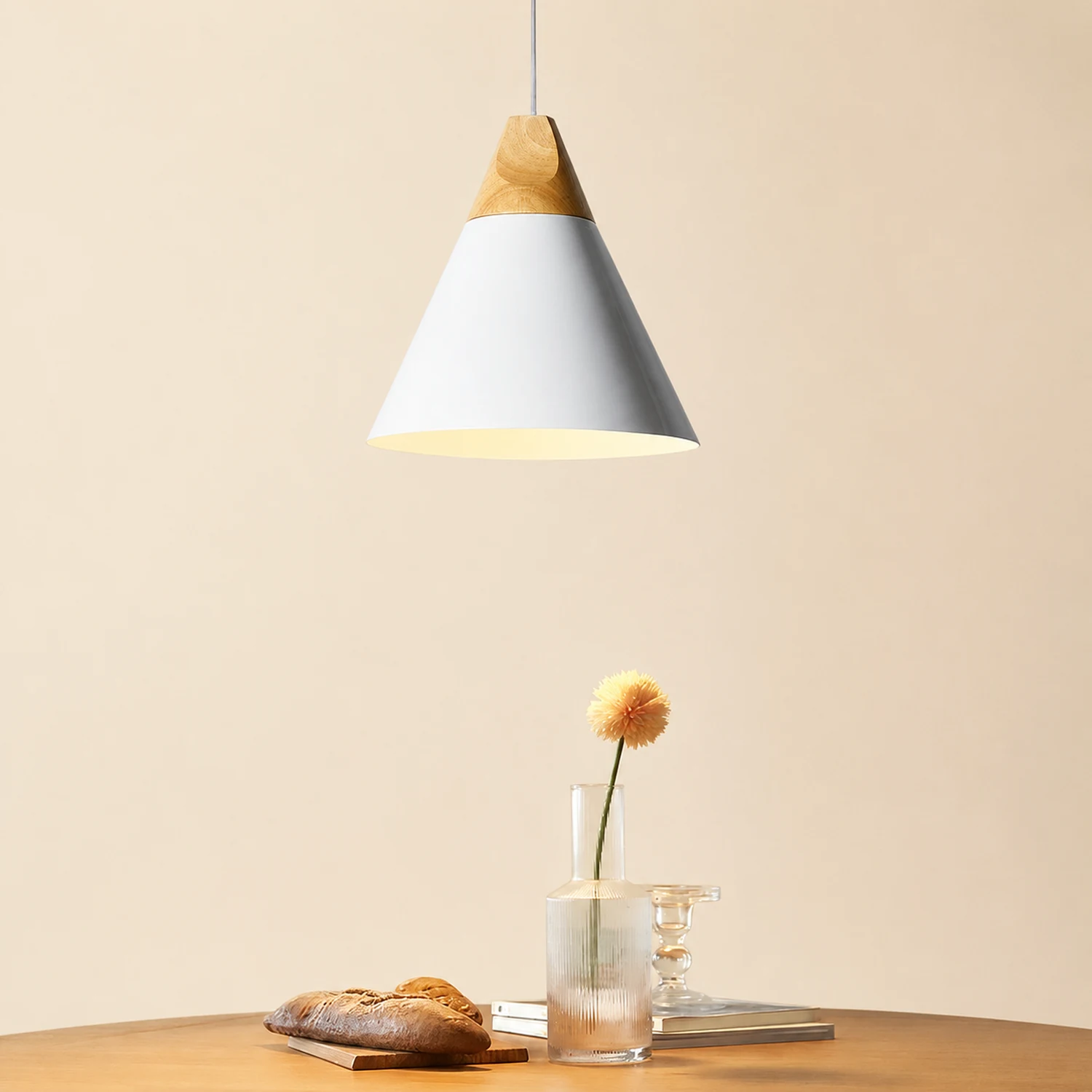 Morandi Multi-Shaped Wood And Metal Pendant Light, 6 Colors - Lumpaz