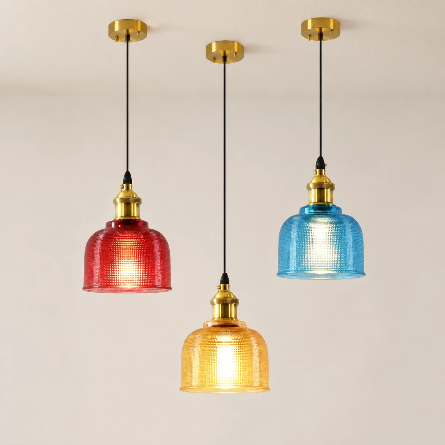 Hailie Glass Art Deco Pendant Lights,Colorful - Lumpaz