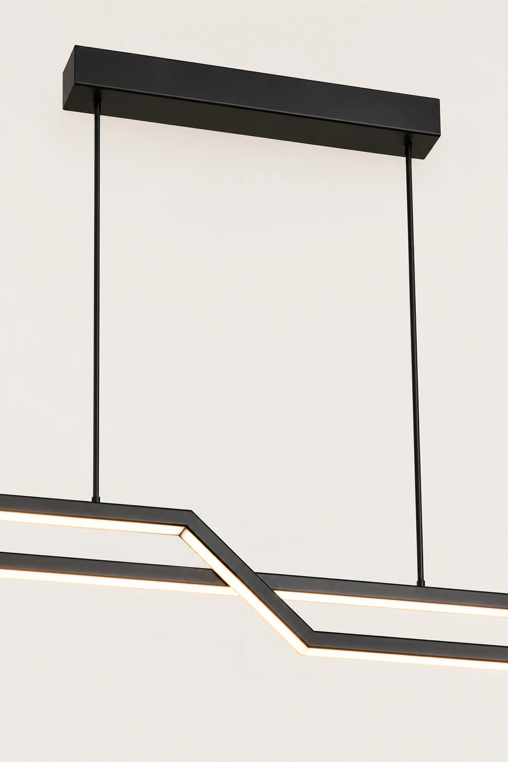 Parallel Fold Linear Pendant Light, Black/Gold, Living Room - Lumpaz