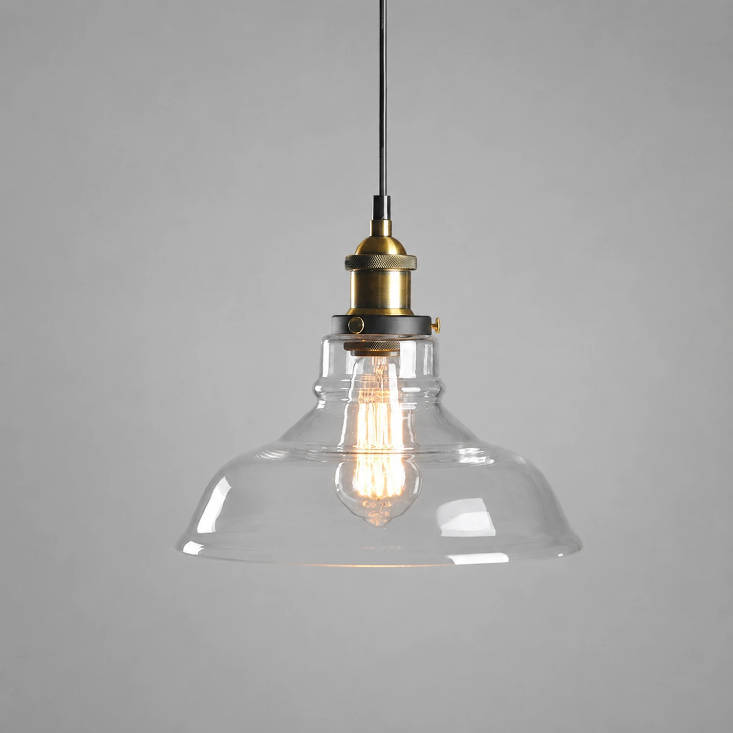 Levy Industrial Metal/Glass Pendant Light Clear/Amber/Smoke Gray Dining Room - Lumpaz