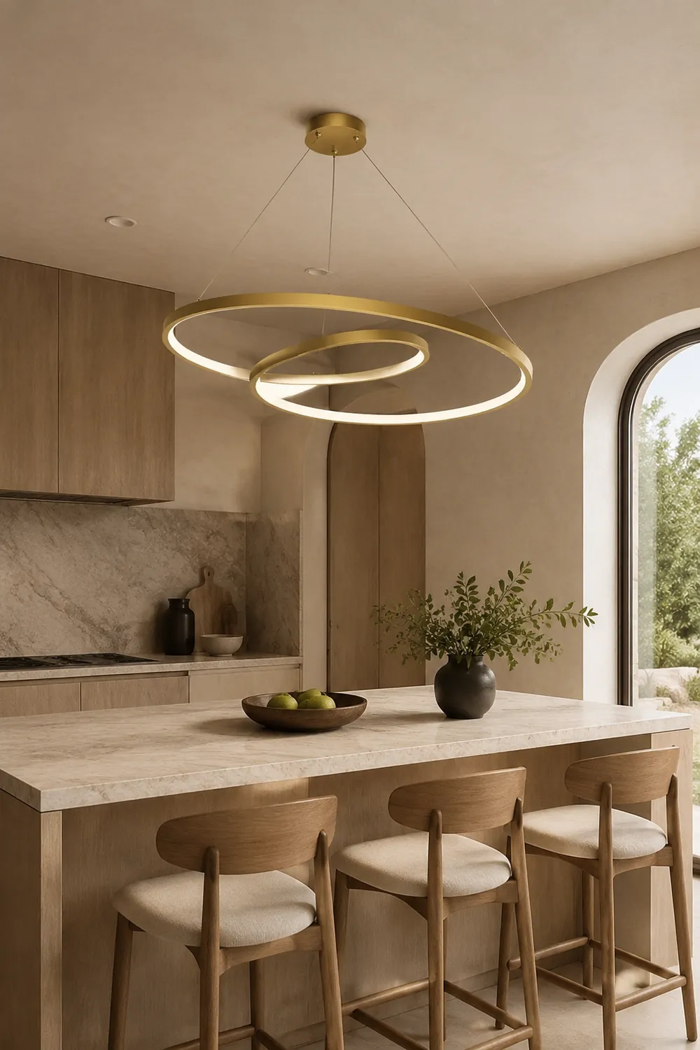 Arisha Pendant Light Curved Circle, Brass - Lumpaz