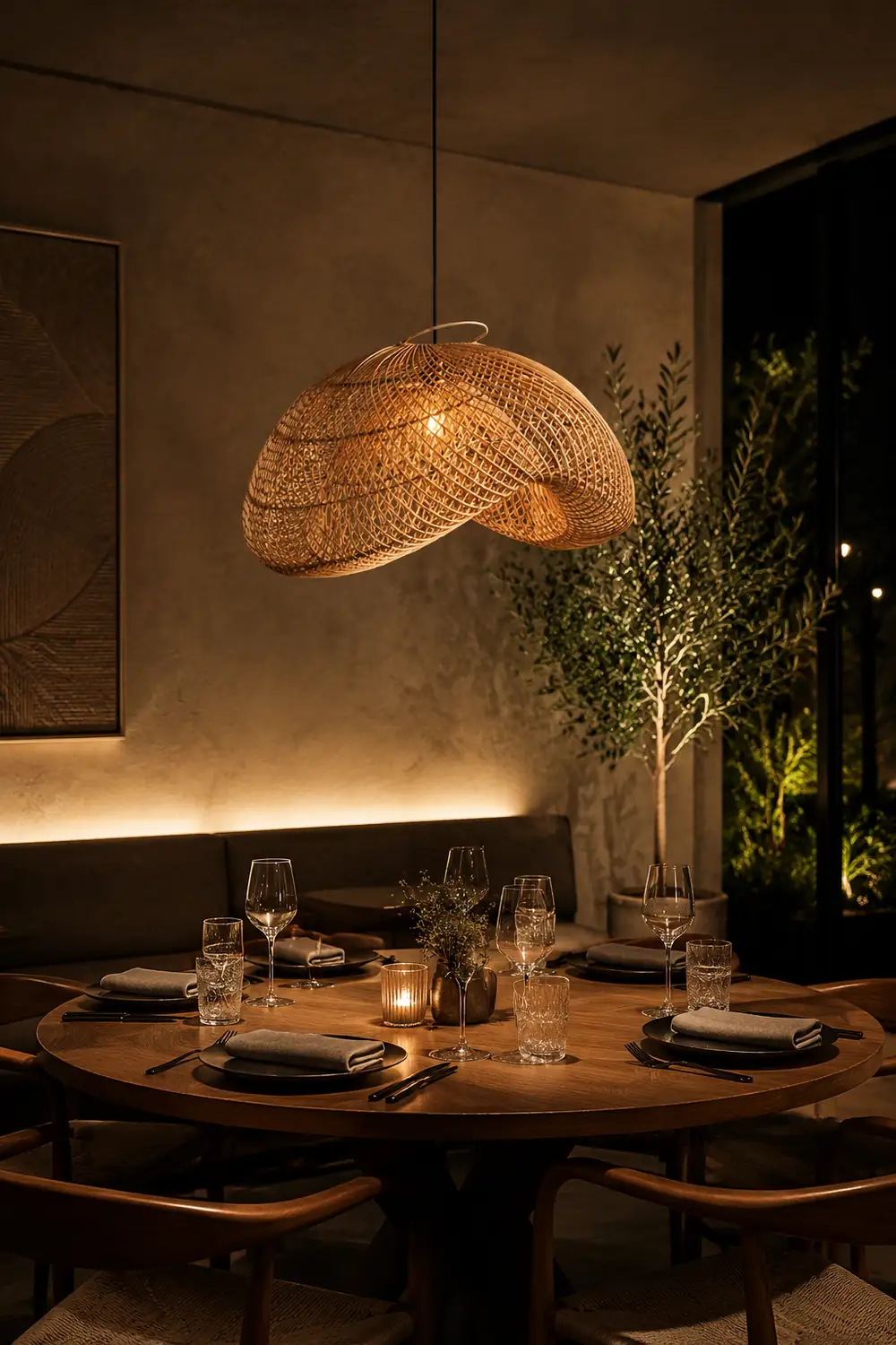 Rattan Wave Pendant Light - Lumpaz