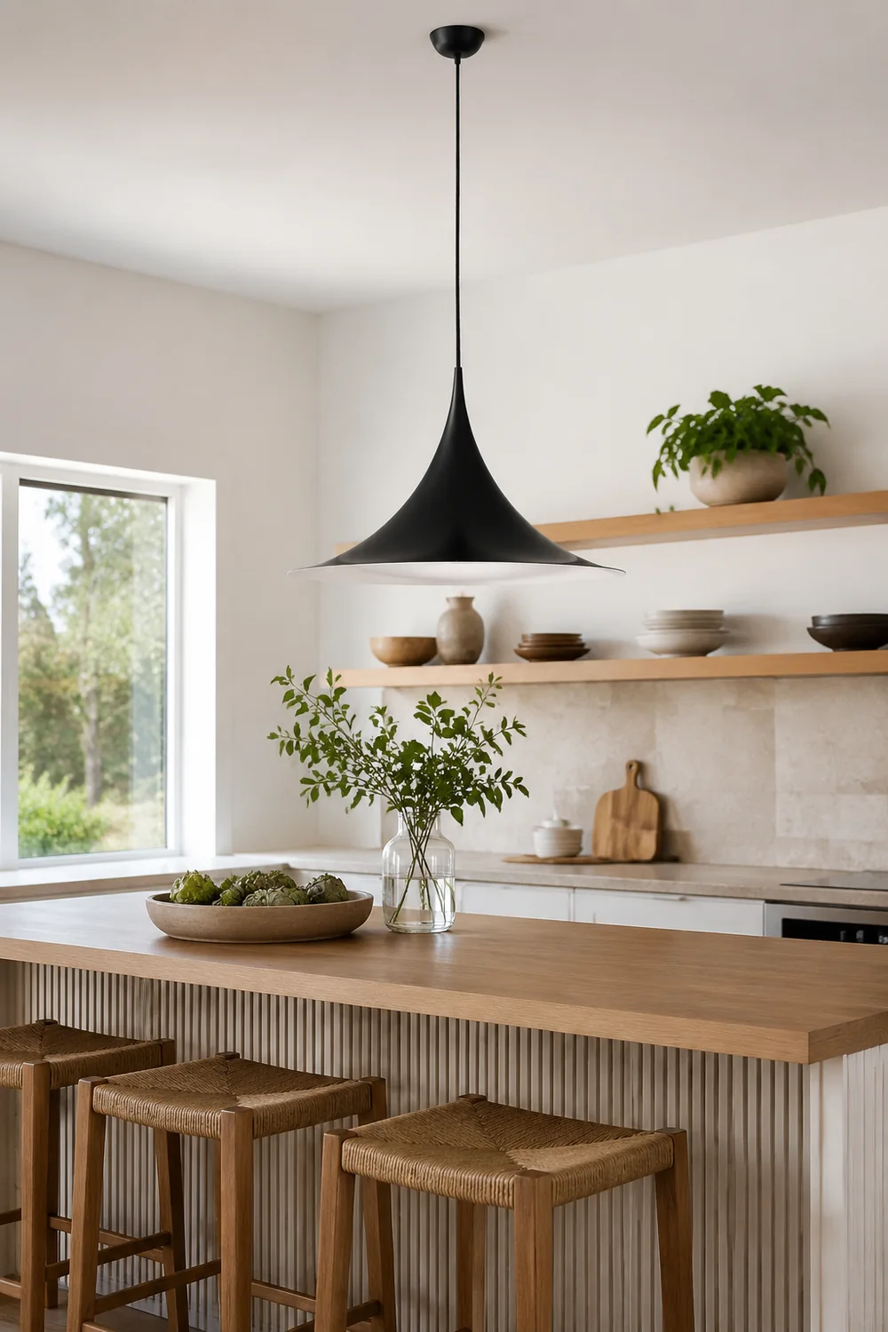 Cairns Mordern Pendant Light, Metal Black/White Dinning Room - Lumpaz