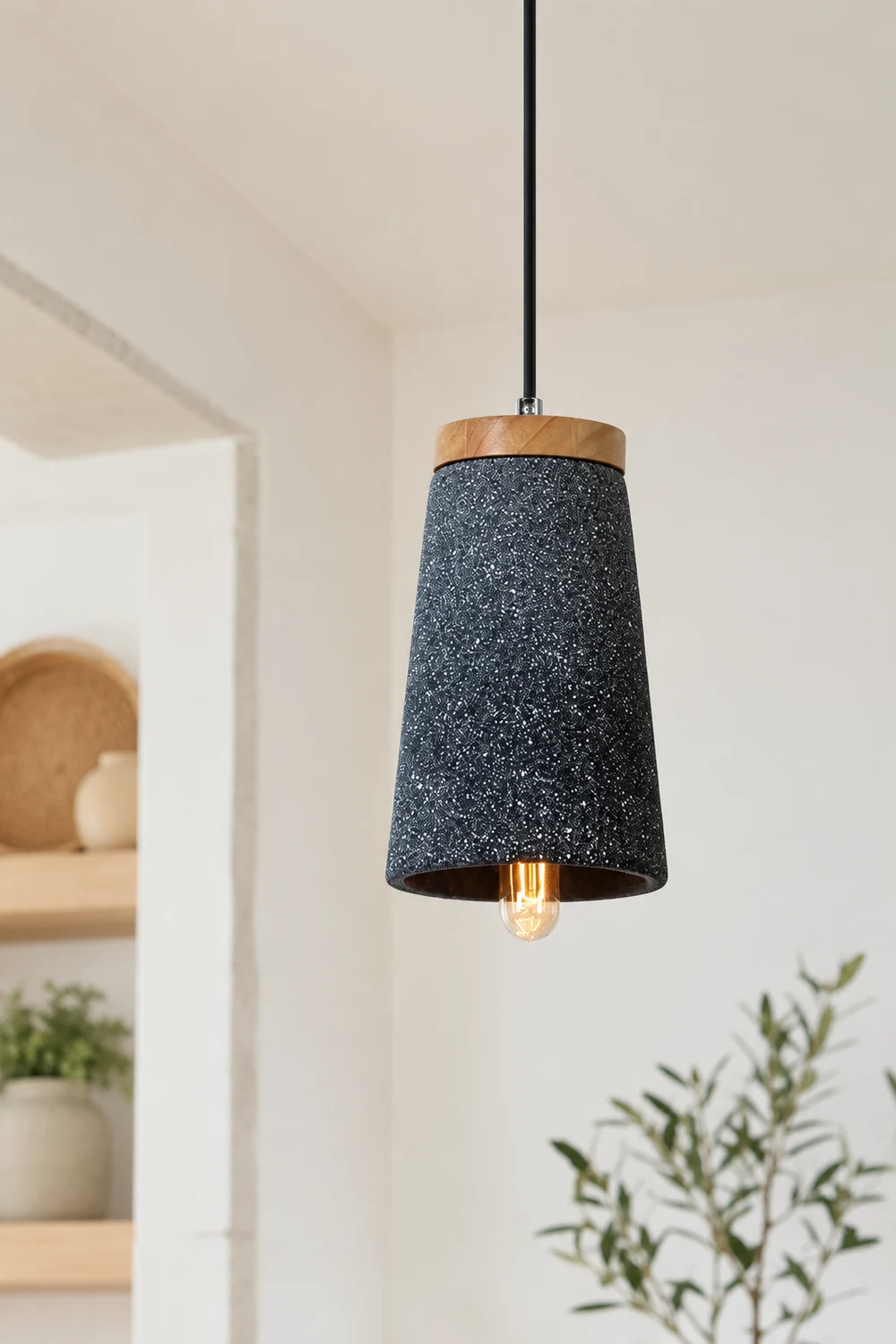 Coburg Wood Cement Pendant Light - Lumpaz