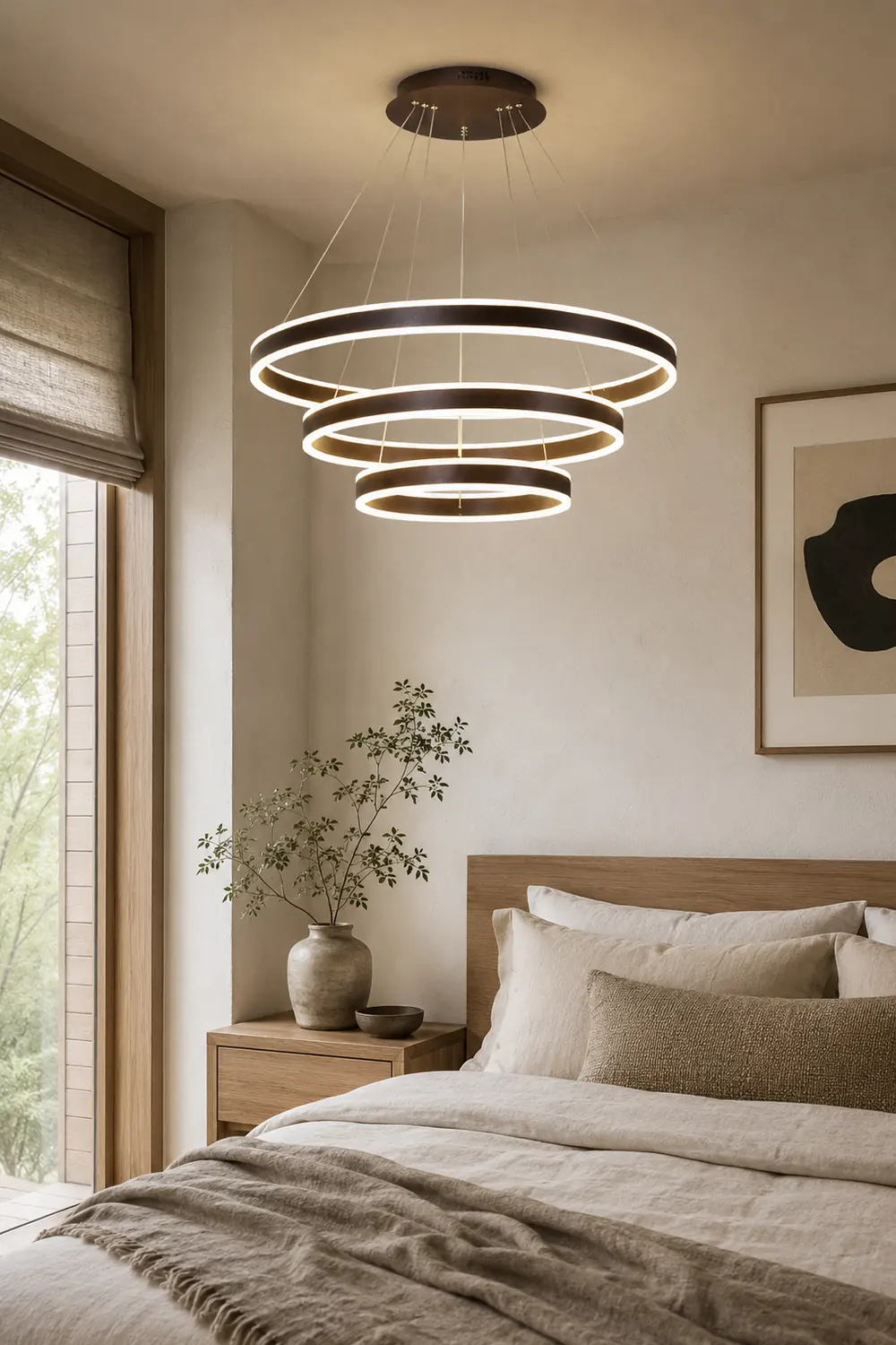 Arisha Moderne Minimaliste Coffee LED Pendant Light, 3 Ring - Lumpaz