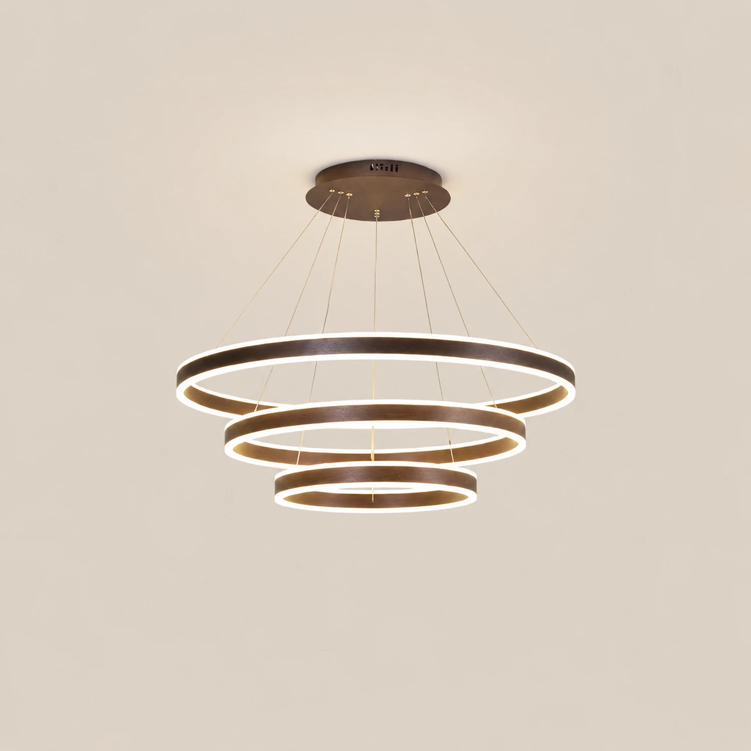 Arisha Moderne Minimaliste Coffee LED Pendant Light, 3 Ring - Lumpaz