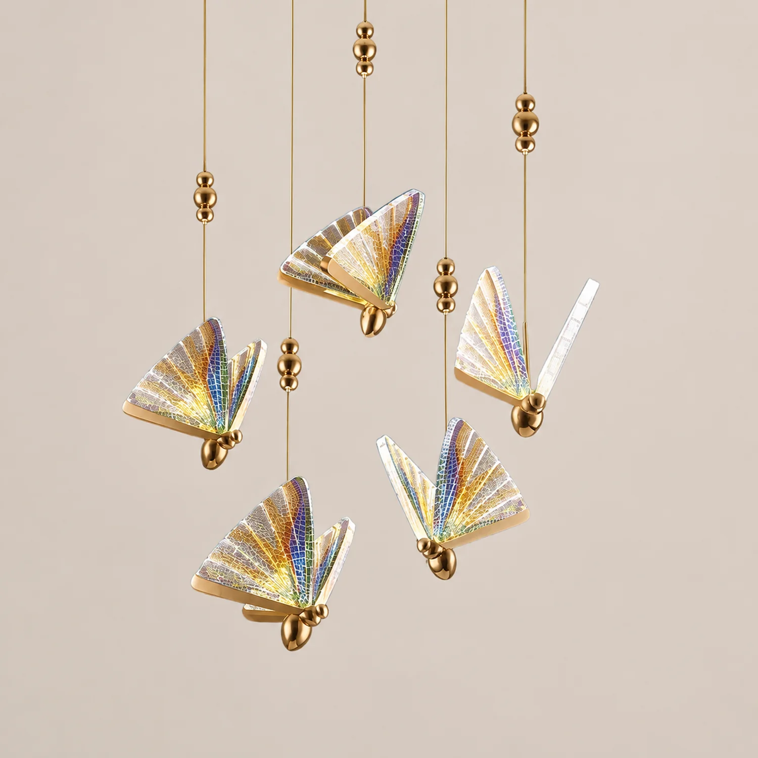 Kady Art Deco Butterfly Pendant Light, Crystal & Metal, 2 Color - Lumpaz