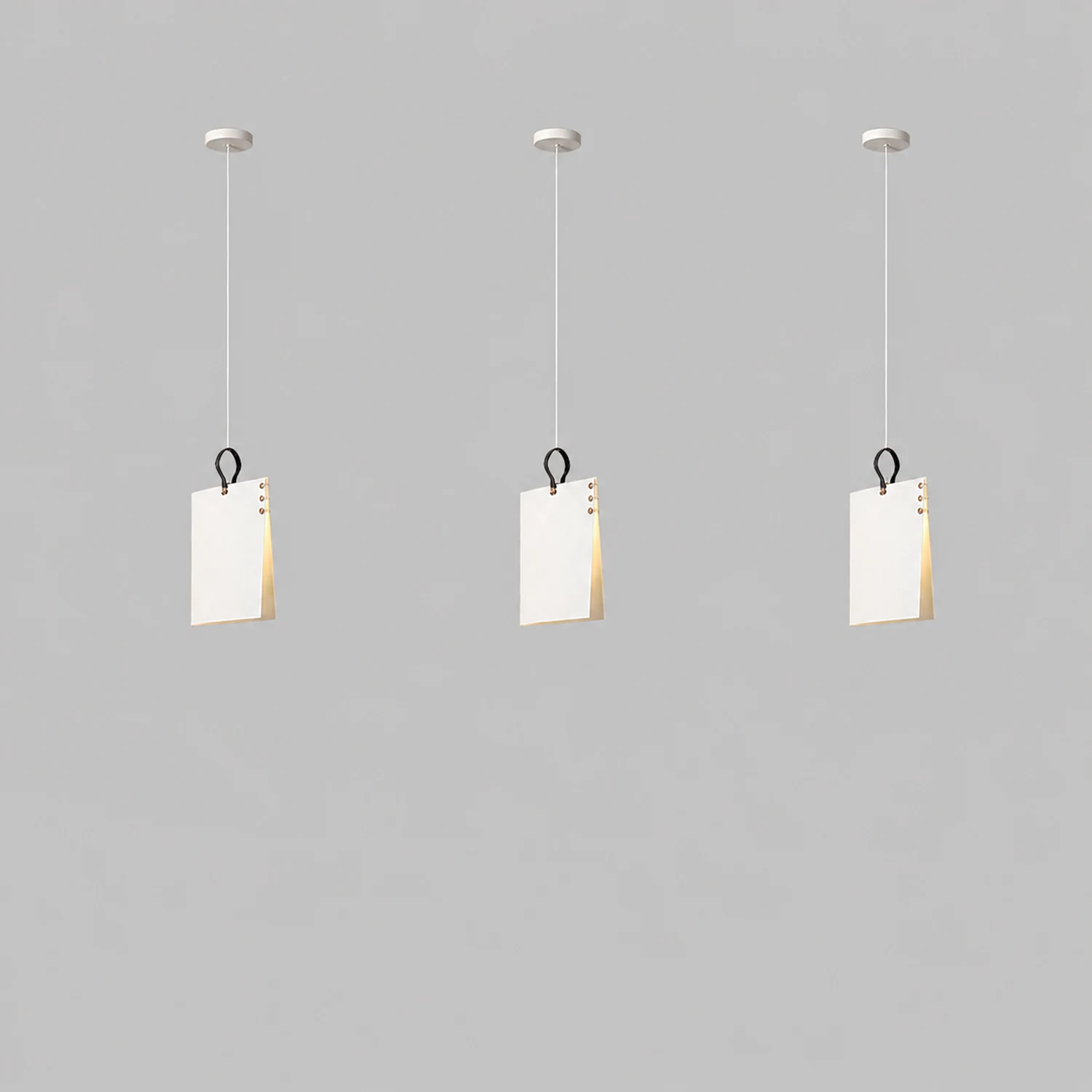 Sienna Artistic Book Shape Fabric Pendant Light, White/Gray - Lumpaz