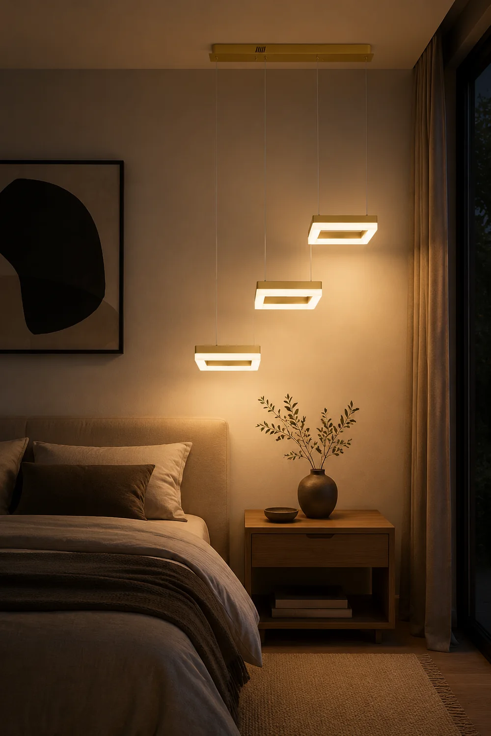 Raheel Modern Gold Cluster 3 Lights Pendant Light, Square - Lumpaz