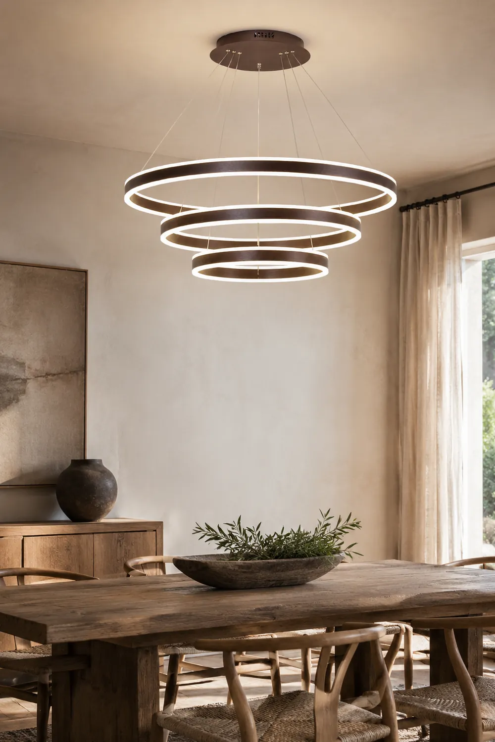 Arisha Moderne Minimaliste Coffee LED Pendant Light, 3 Ring - Lumpaz
