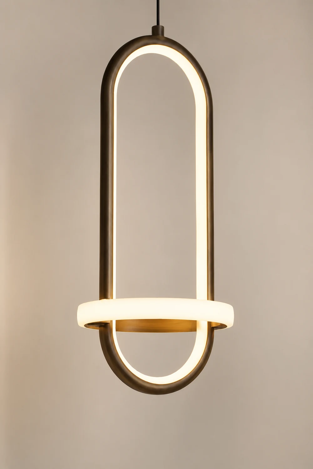 Nyla Modern Minimalist LED Ring Pendant Light, Black/Gold - Lumpaz