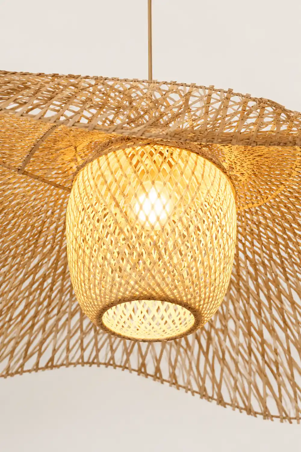 Muto Natural Hat Rattan Bamboo Pendant Light, wood - Lumpaz