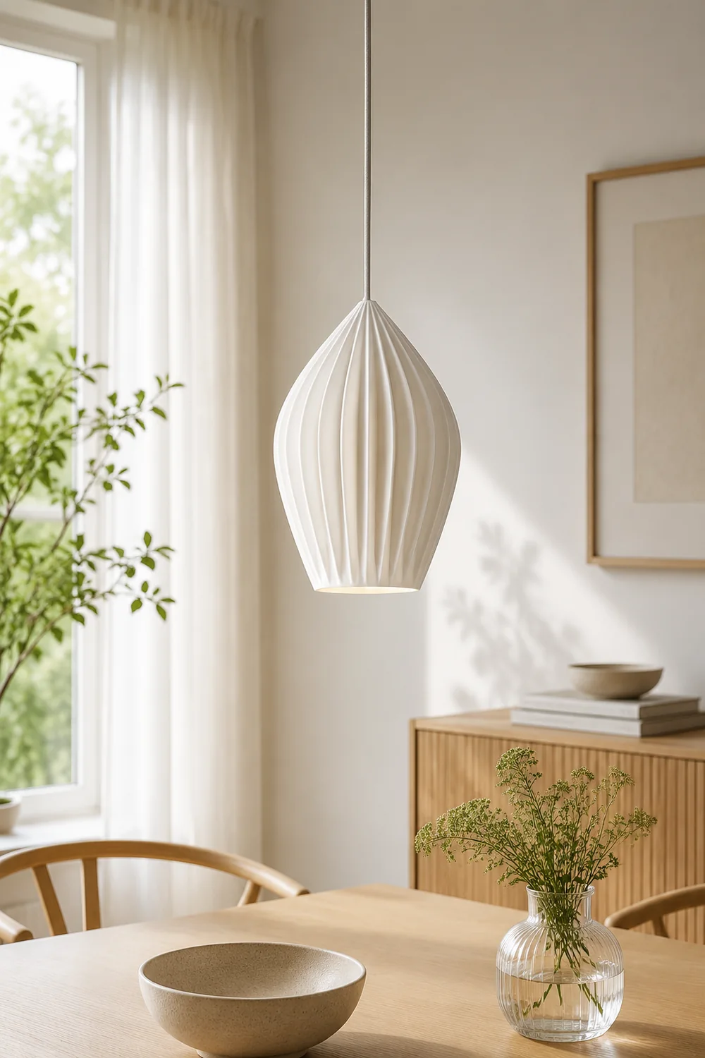 Ceramic Ribbed Pendant light - Lumpaz