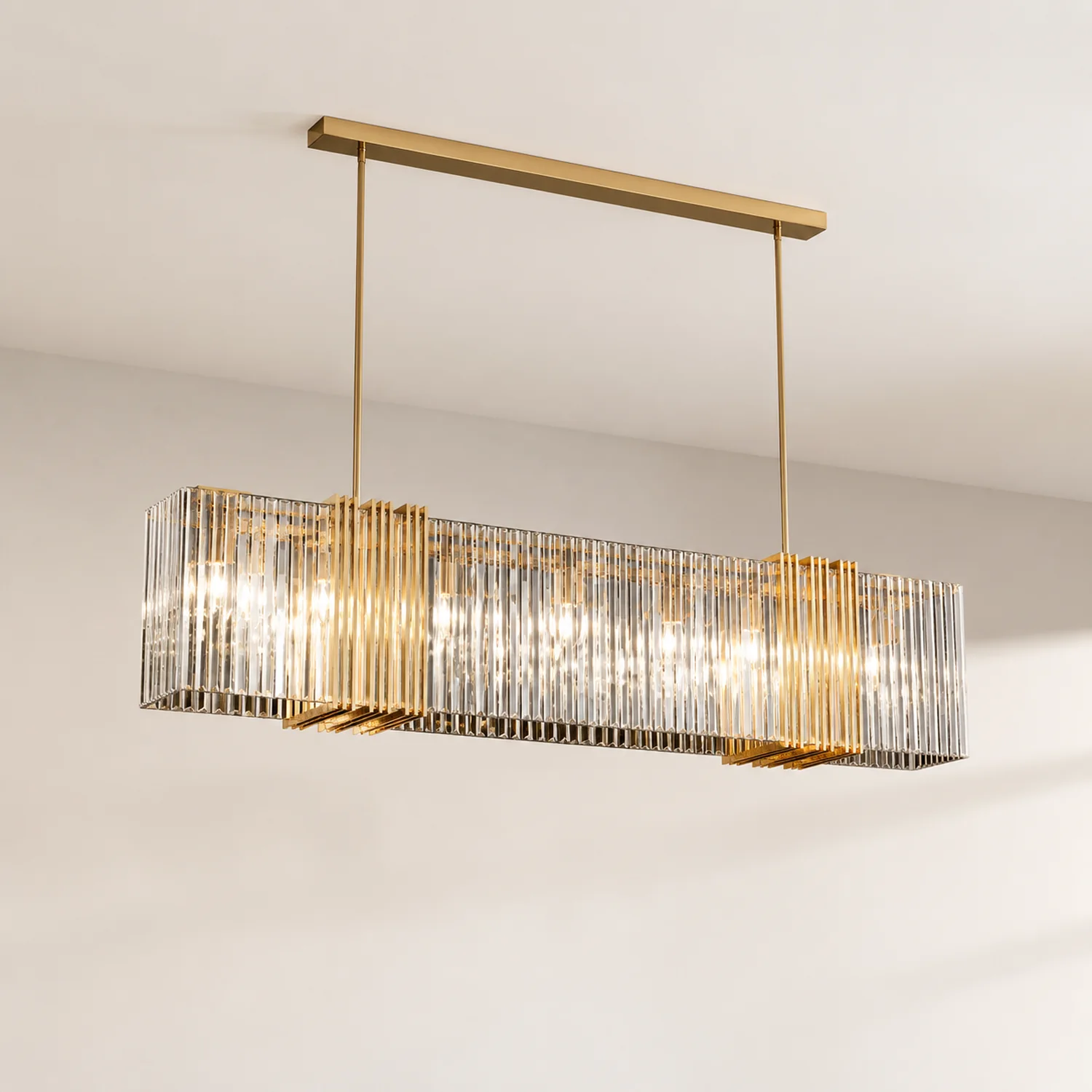 Kajetan Metal Chandelier Pendant Light, Luxury Rectangular Gold Living Room - Lumpaz