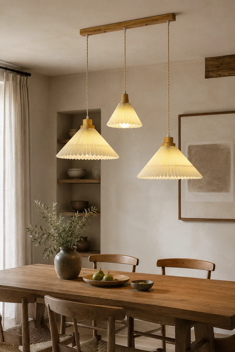 Pleated Wooden Pendant Light - Lumpaz