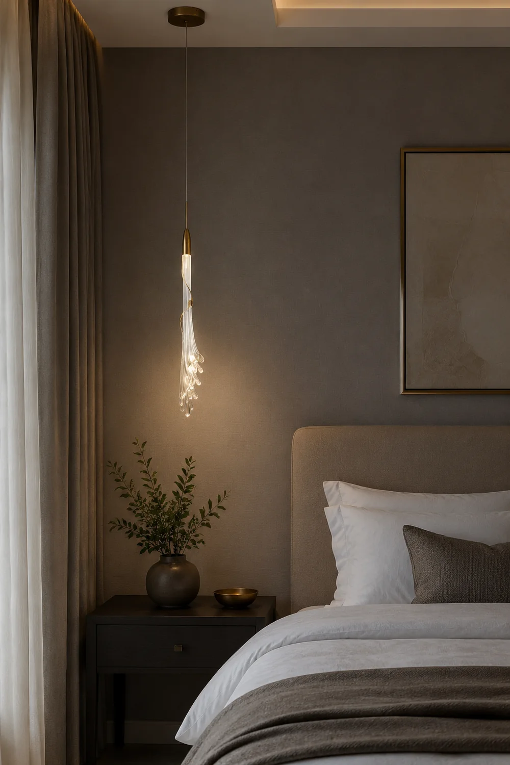Sanna Elegant Flower Metal/Glass Pendant Light, Bedroom - Lumpaz