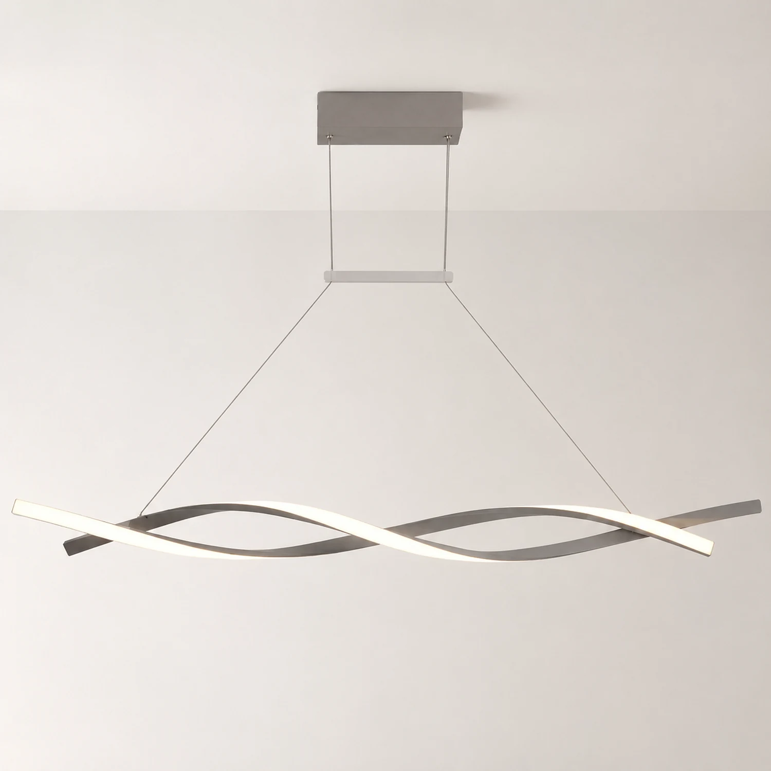 Pendant Light Linear Double Wave Modern, Metal, Black/Gray, Bedroom - Lumpaz