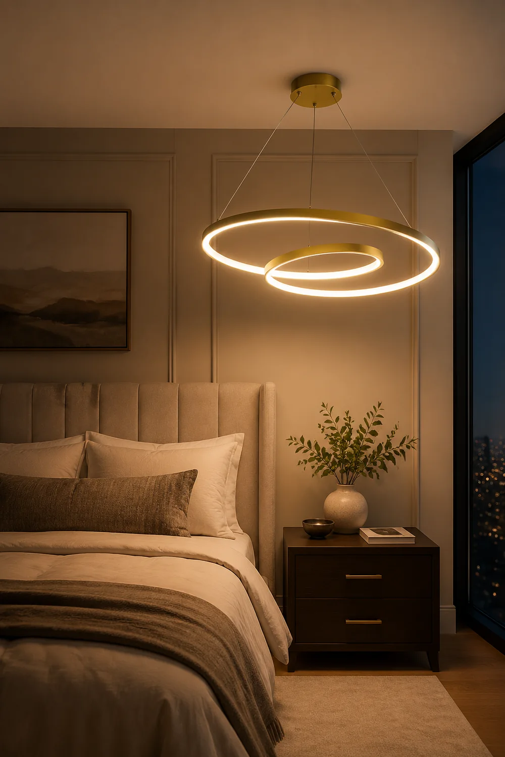 Arisha Pendant Light Curved Circle, Brass - Lumpaz