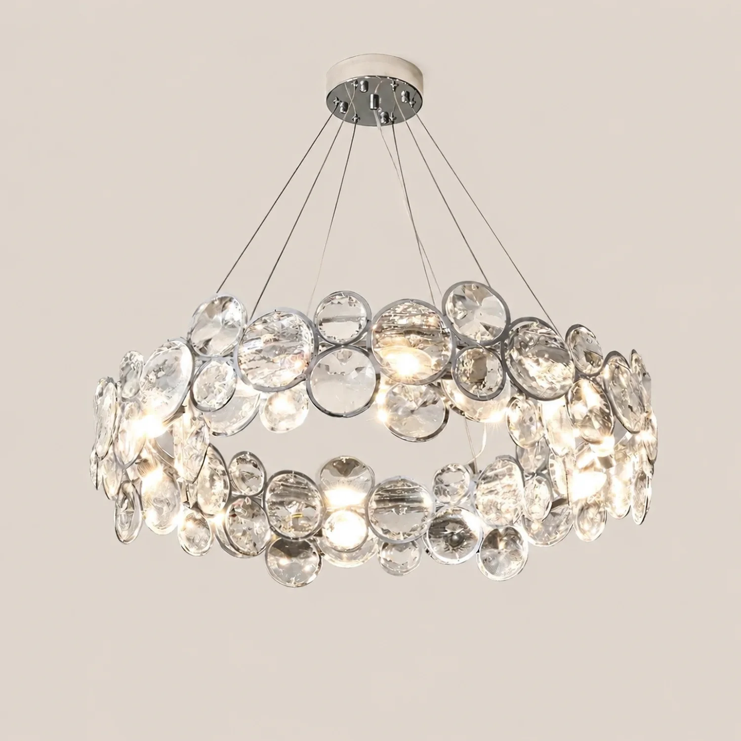 Chrome Round Crystal Chandelier - Lumpaz