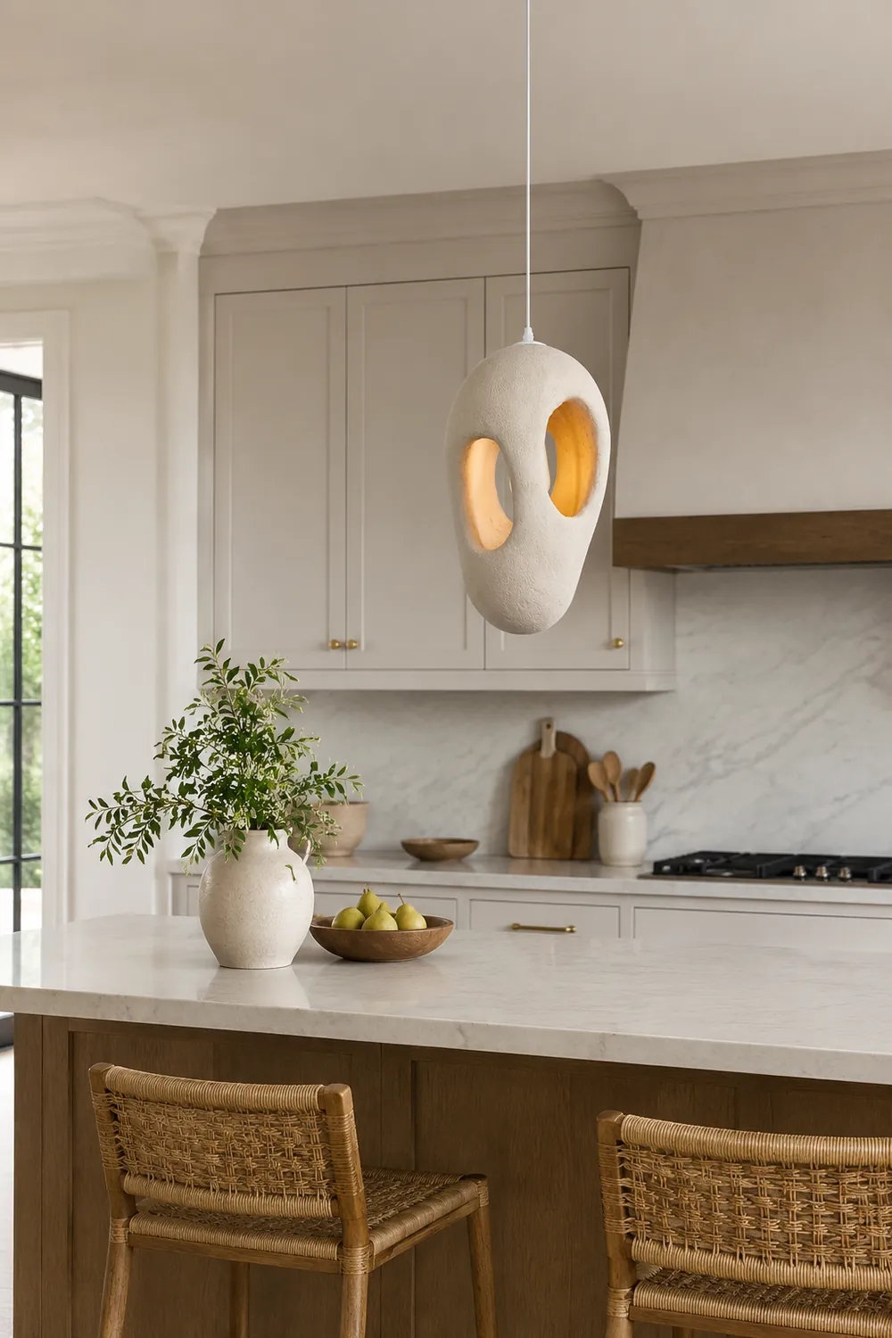Hand-Built White Pendant Lamp - Lumpaz