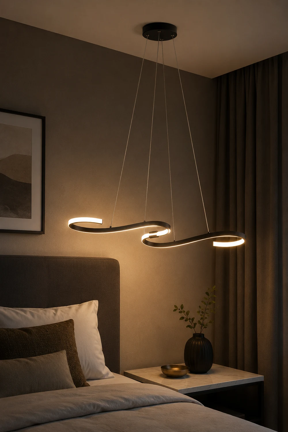 Post Modern Metal Linear Pendant Light, Black/White - Lumpaz