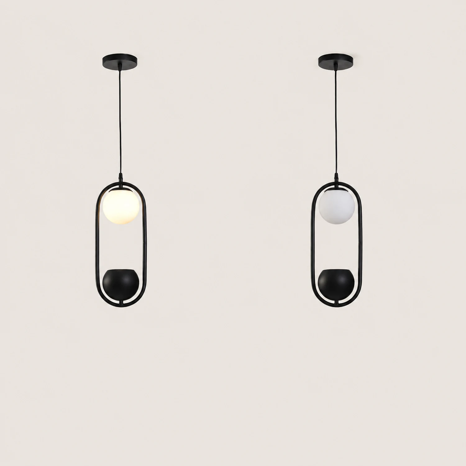 Natural Plant Pot Ball Metal Pendant Light, Black/Green - Lumpaz