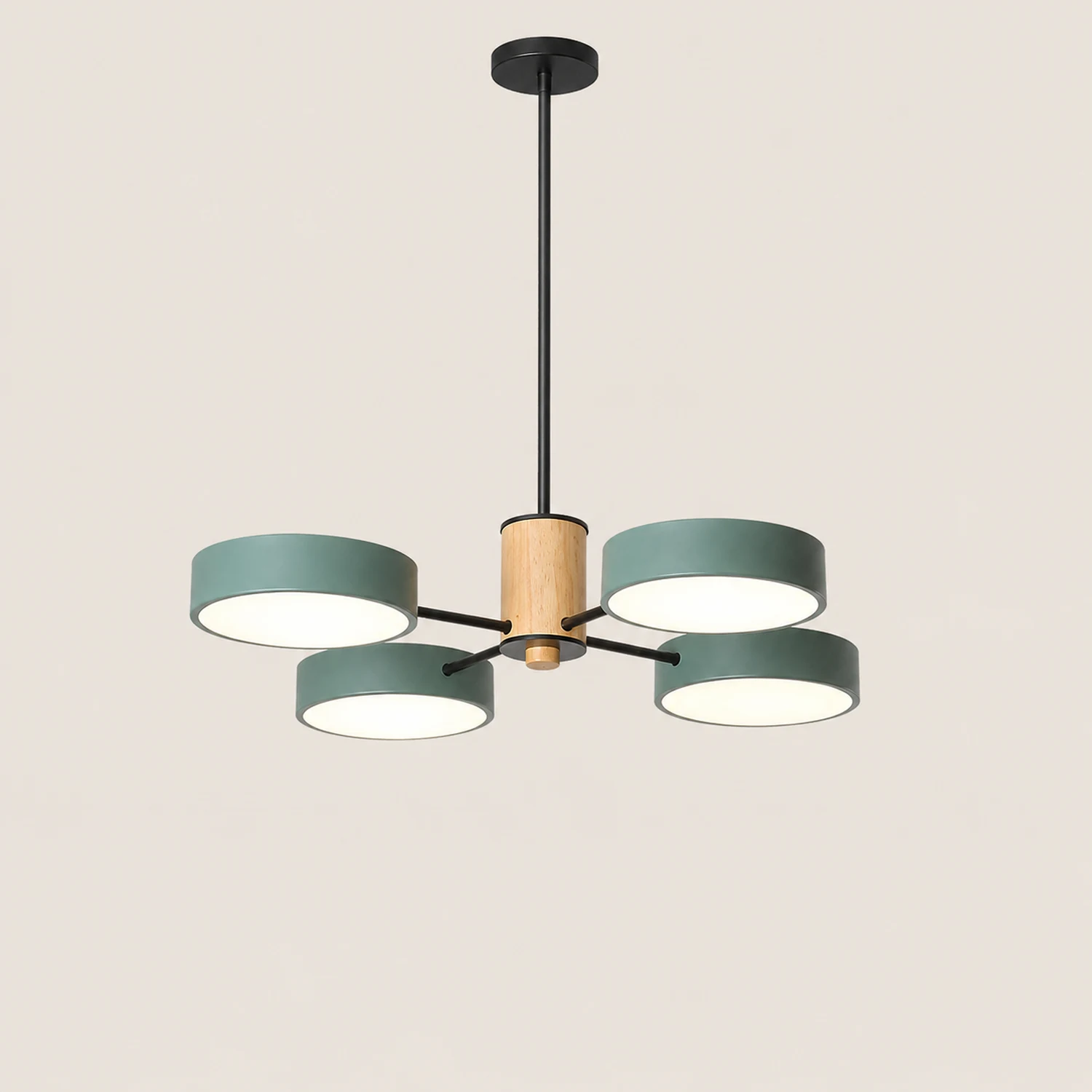 Sienna Art Deco Pendant Light, White/Green/Gray, Metal/Wood - Lumpaz