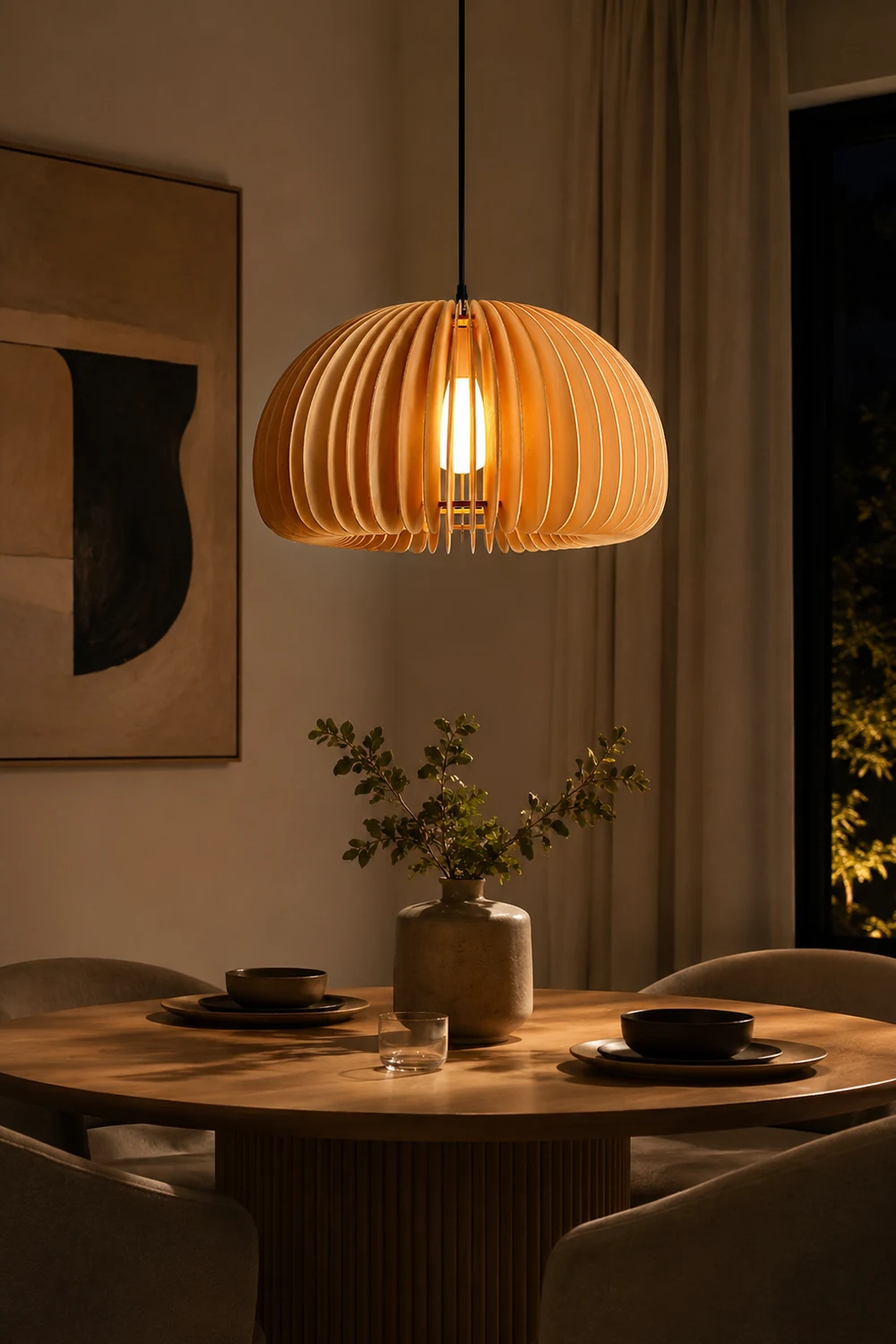 Wooden Pumpkin Pendant Lamp - Lumpaz