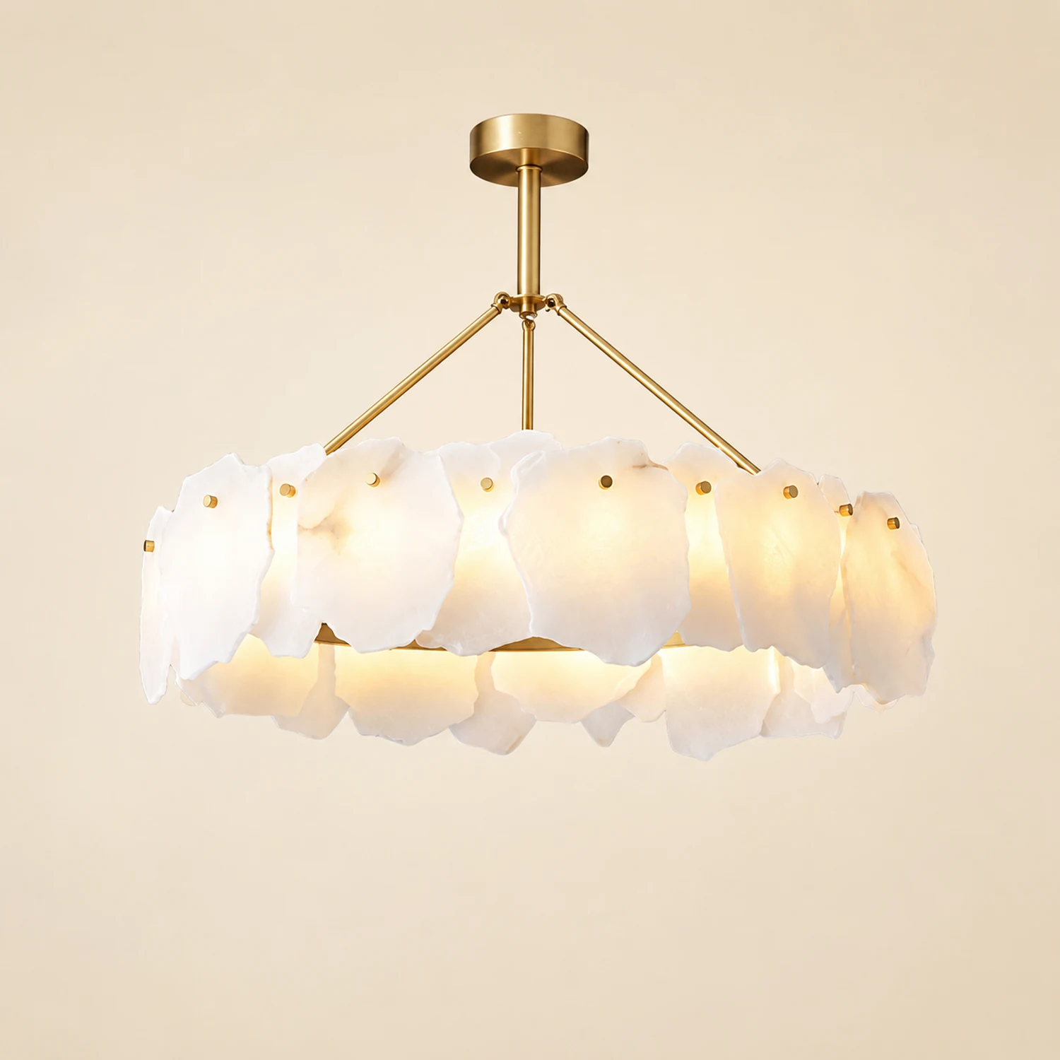 Marilyn Modern Marble Gold Round Pendant Light, Living Room - Lumpaz