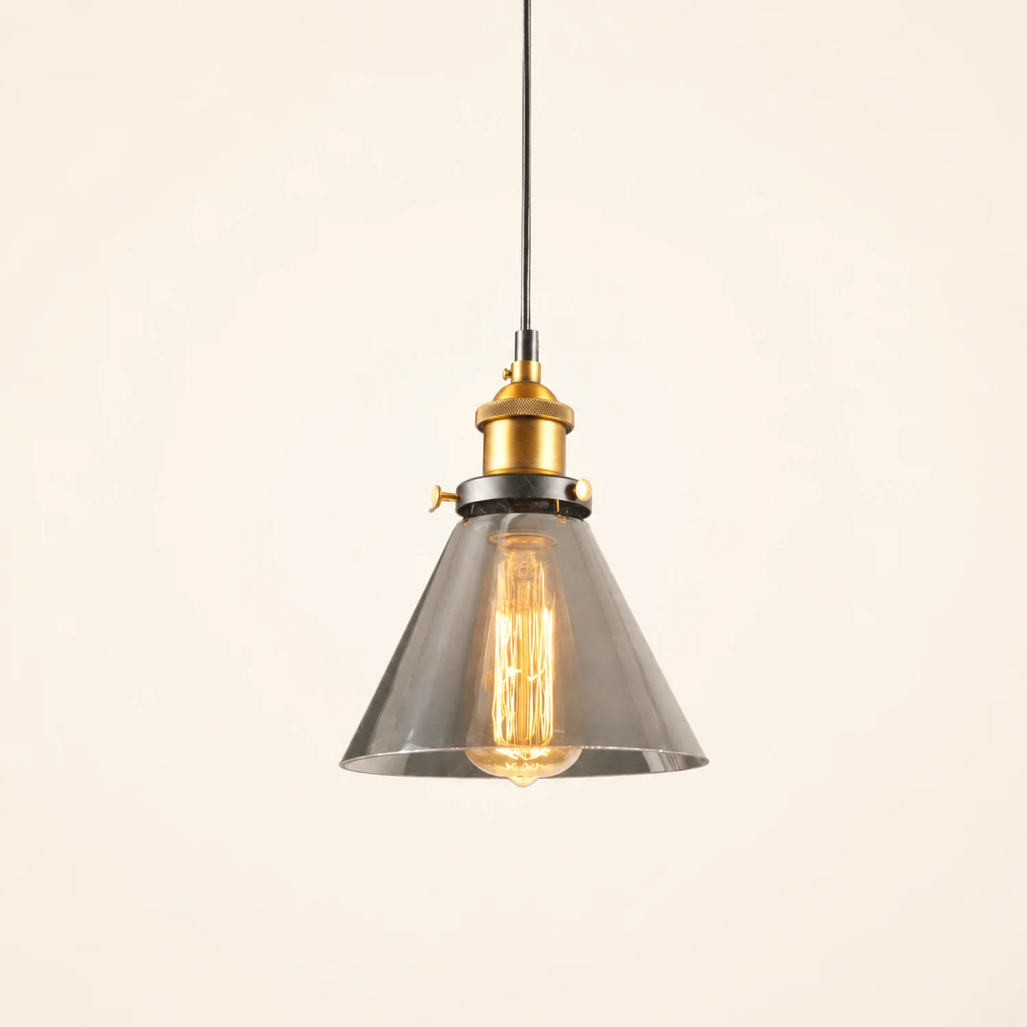 Levy Industrial Metal/Glass Pendant Light Clear/Amber/Smoke Gray Dining Room - Lumpaz
