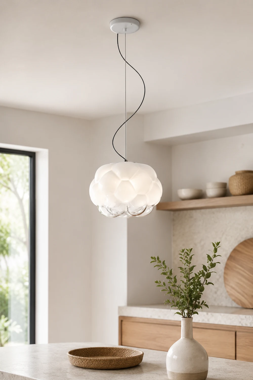 Modern Bostock Cloud Glass Pendant Light, White - Lumpaz