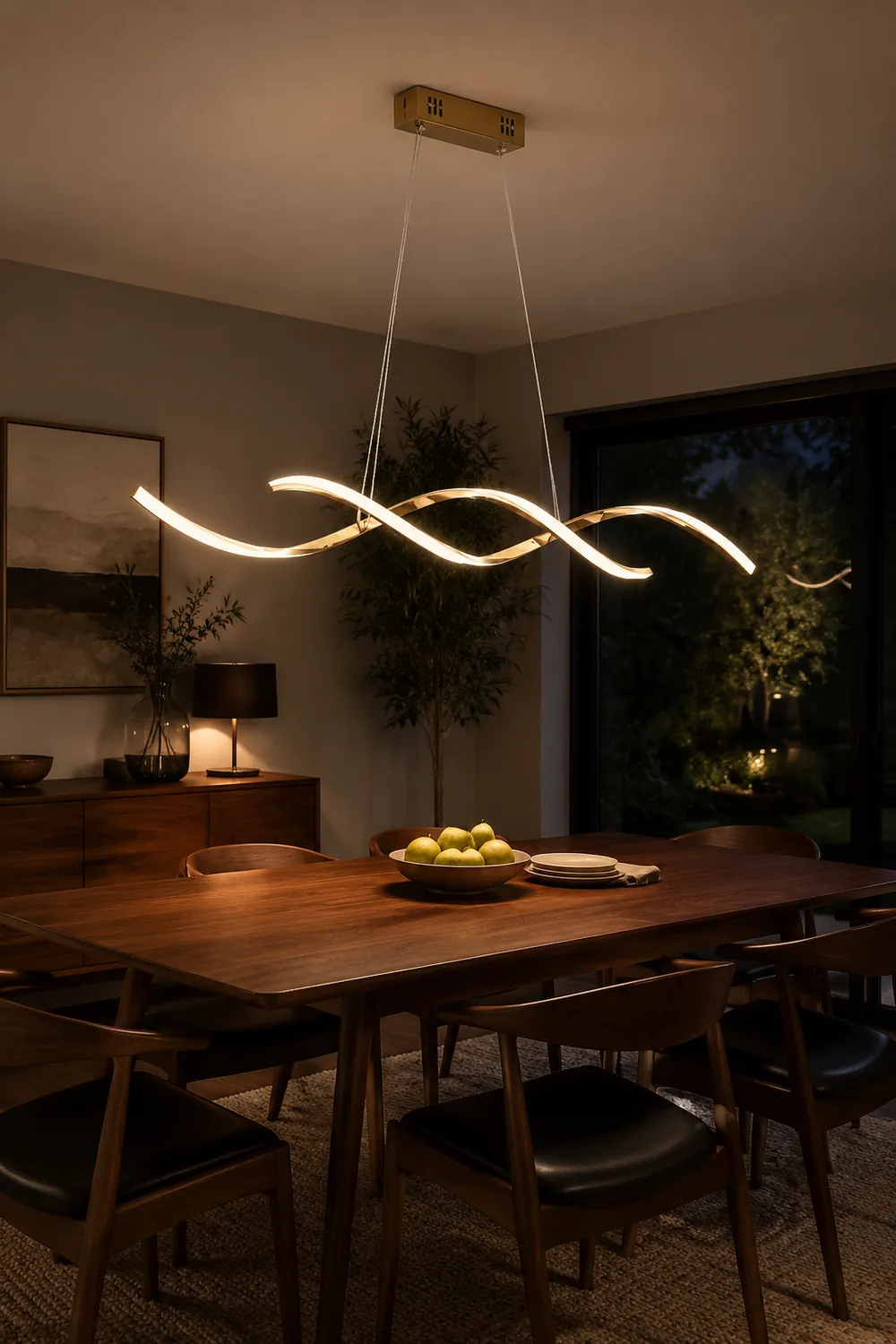 Modern Wavy Metal/Acrylic Pendant Light, Chrome/Gold - Lumpaz
