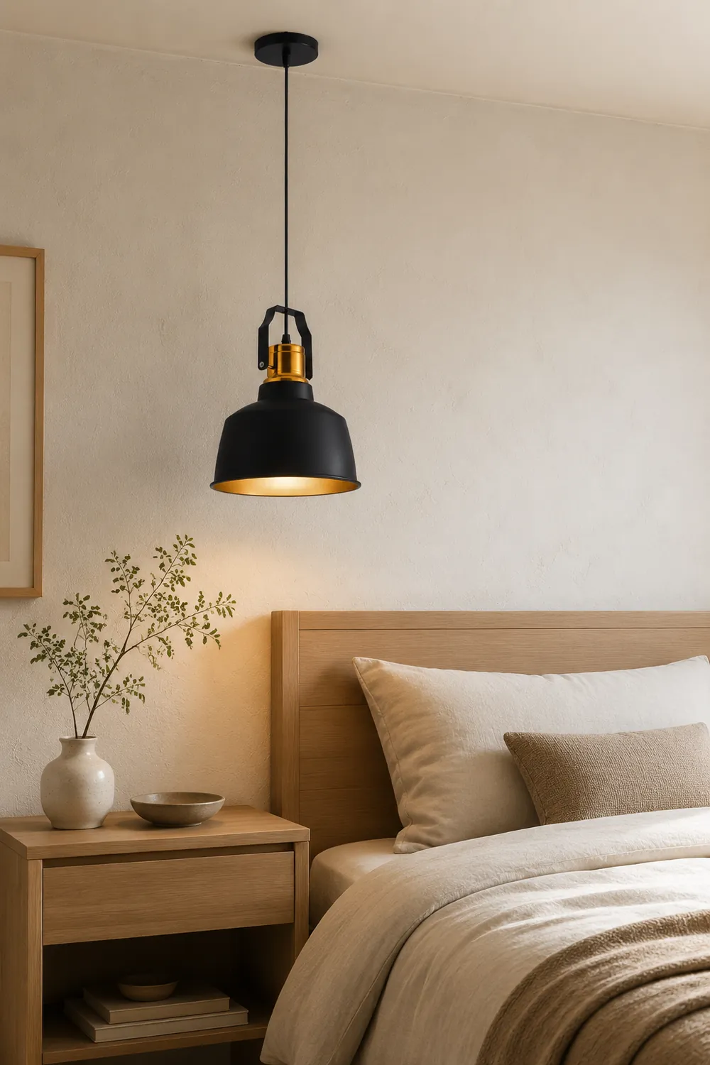 Alessio Industrial Farmhous Pendant Light, Black & Brass - Lumpaz