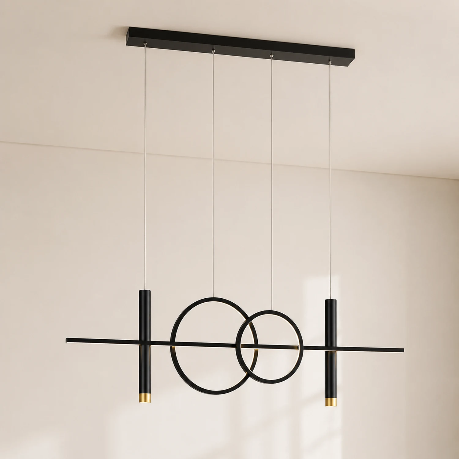 Madina Scandinavian Metal Pendant Light, Black/Gold - Lumpaz