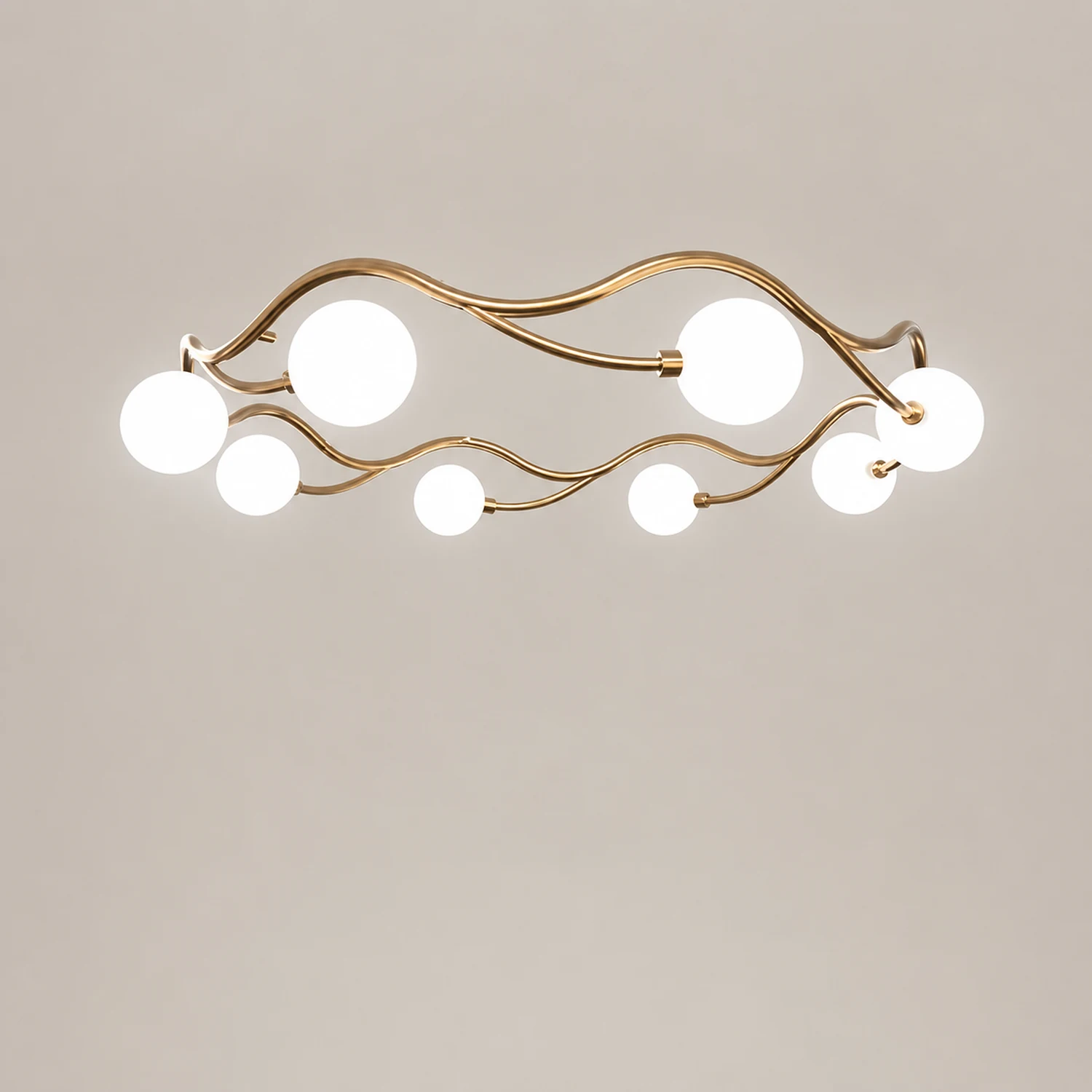 Valentina Modern Designe Wave Metal/Glass Pendant Light, White/Gold - Lumpaz