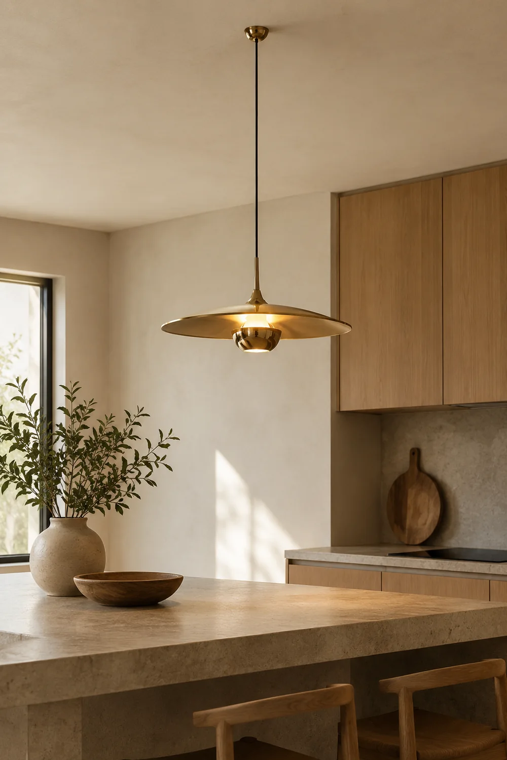 Cairns Minimalist Metal Pendant Light, Gold - Lumpaz