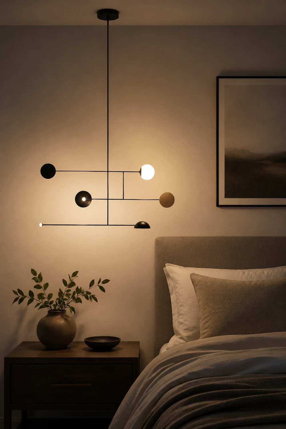 Avi Minimalist Round Metal Led Pendant Light, Living Room - Lumpaz
